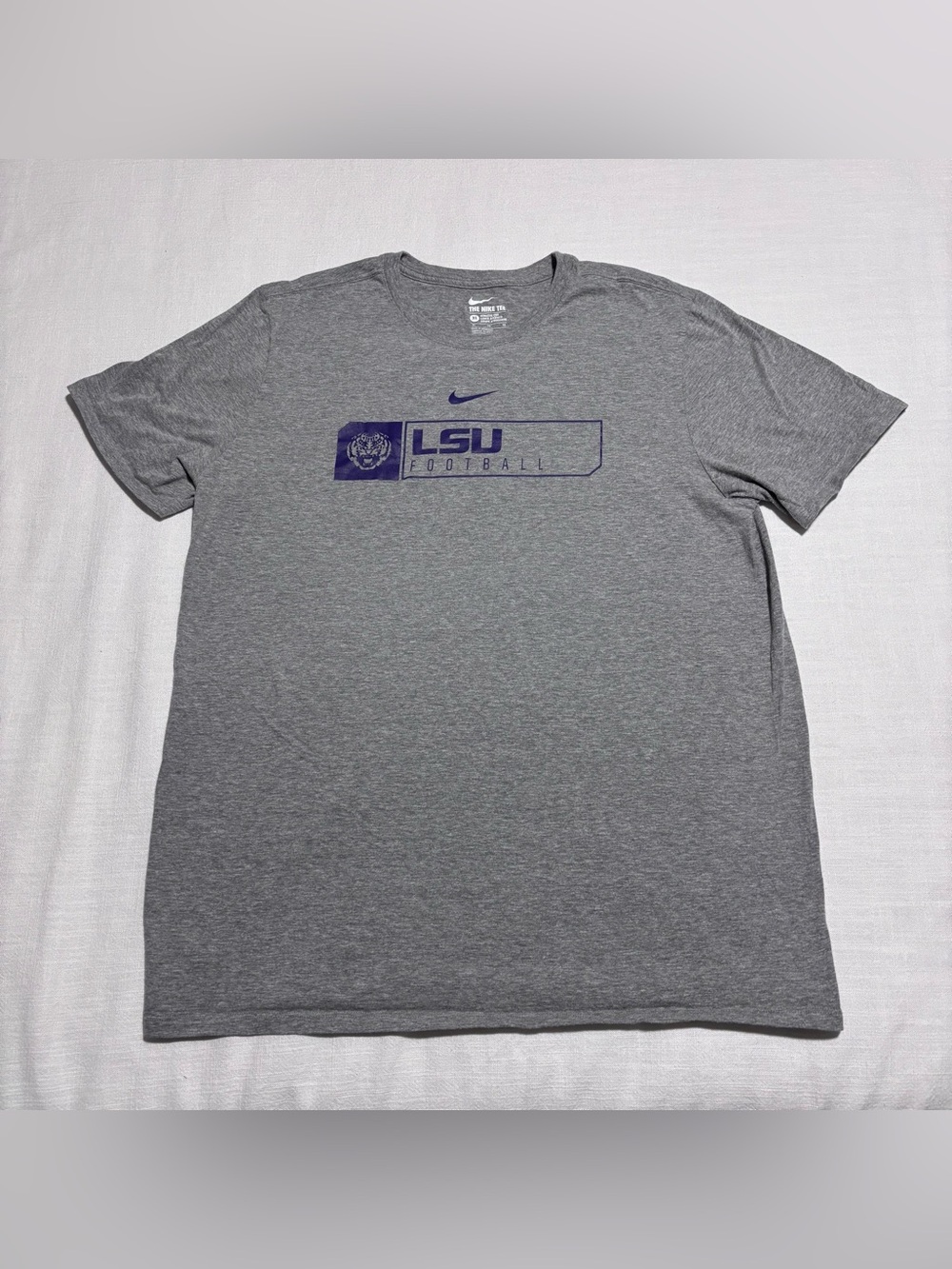 Men’s Nike LSU Tigers Football Tee | Gray | Size XL | Athletic Cut